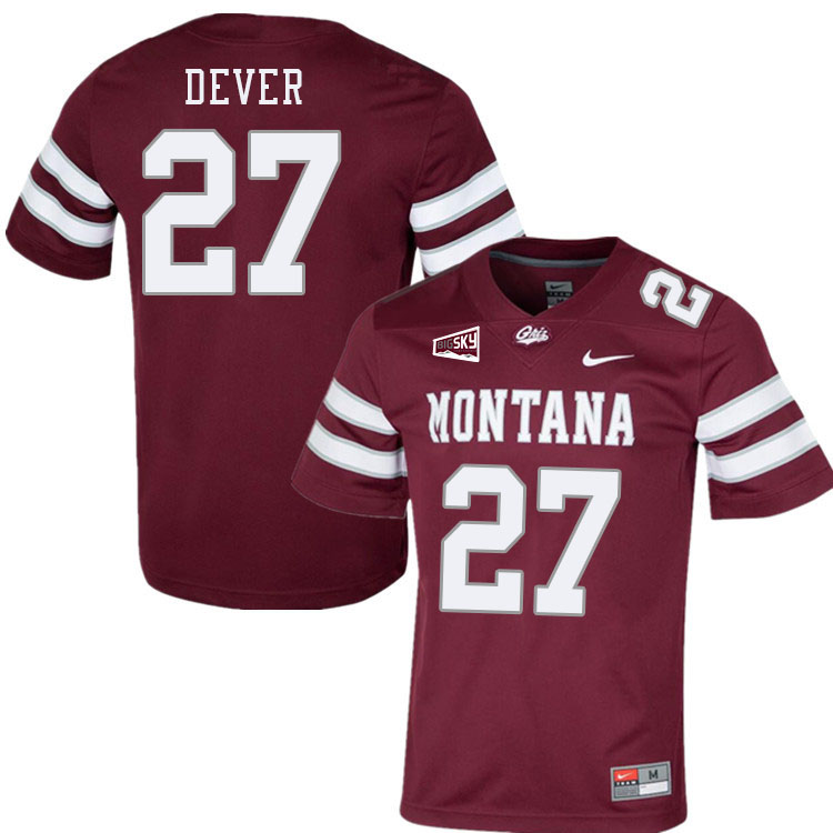 Montana Grizzlies #27 Jordan Dever College Football Jerseys Stitched Sale-Maroon